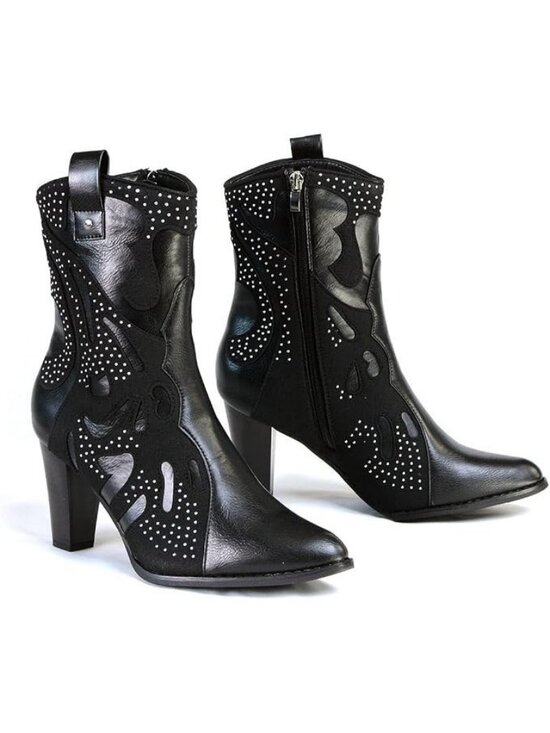 Milwaukee Shoes - Milwaukee Western Style Boots Studded MBL9429 Black Fashion Casual Womens Size 8